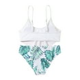 thumbnail image 3 of TAIAOJING Ruffles Swimwear Outfits Hollow Bikini Summer Kids Swimsuit Girls Set Leaves Print Graphic Bikini Swimsuit For 8-9 Years, 3 of 9