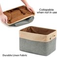 thumbnail image 4 of Sturdy Metal Rod Frame Storage Basket For Living Room And Playroom, Canvas Fabric Organizer With Handles (Pack Of 3), 4 of 4