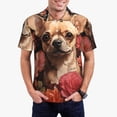 thumbnail image 5 of Yiaed Vintage Red Flower ChihuahuaPrint Men's Short Sleeve Polo Shirt,Golf Polo for Men Three-Button Golf Shirt Athletic Casual Collared T-Shirt- XX-Large, 5 of 7