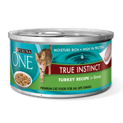 Angle View: (4 Pack) Purina ONE True Instinct Turkey Recipe in Gravy Wet Cat Food, 3 oz