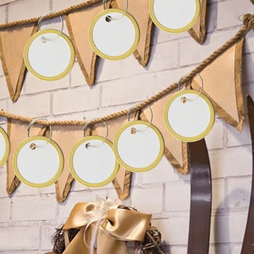 Quivanta 180 Pieces Metal Rim Tags Key Tags Round Paper Tags with Metal Rings for Car Keys and Door Keys, Gold