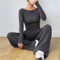 thumbnail image 5 of Yokua Two-piece women's long-sleeved travel suit, comfortable home wear, loose pants, casual sports suit, 5 of 7