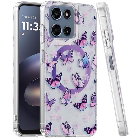 Phone Case for Motorola Moto G 5G 2026/ 2025 Stylish Design Shockproof Magnetic Magsafe Compatible TPU IMD Print Rugged Grip Drop Protection Slim Fashion Cover Purple