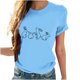 thumbnail image 5 of Tops de Cuello Alto para las Mujeres Amante Impreso Camiseta Cuello Redondo Manga Corta, Poliéster Spandex, 5 of 7