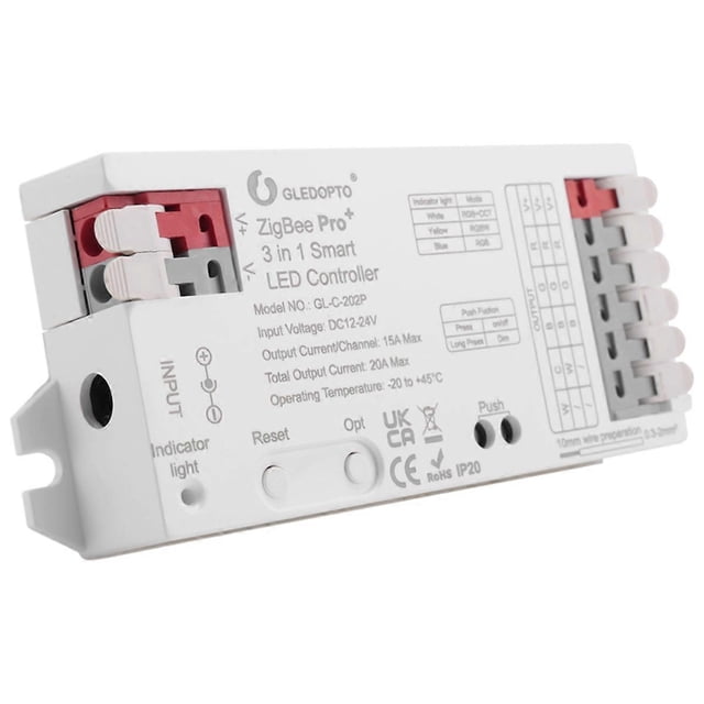 ZigBee 3 in 1 RGBCCT/RGBW/RGB LED Strip Light Controller 20A Max H/Ue Homey Tuya Smart APP Voice Co