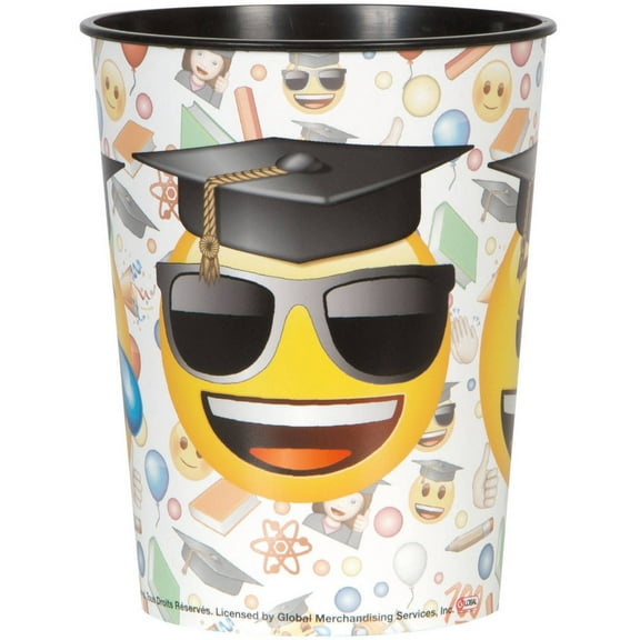 Unique Industries Emoji Graduation Plastic Cup, 16 oz, 1ct