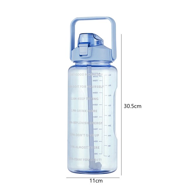 Botella de agua de fitness de 2000 ml Botella deportiva de gimnasio de gran capacidad para viajes (azul) Hugtrwg Libre de BPA