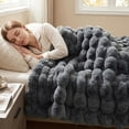 thumbnail image 7 of ROSEKIND Ultra Soft Cozy Faux Fur Throw Blanket, Fuzzy Plush Thick Bubble Blanket| Dark Gray|90x90inch, 7 of 7