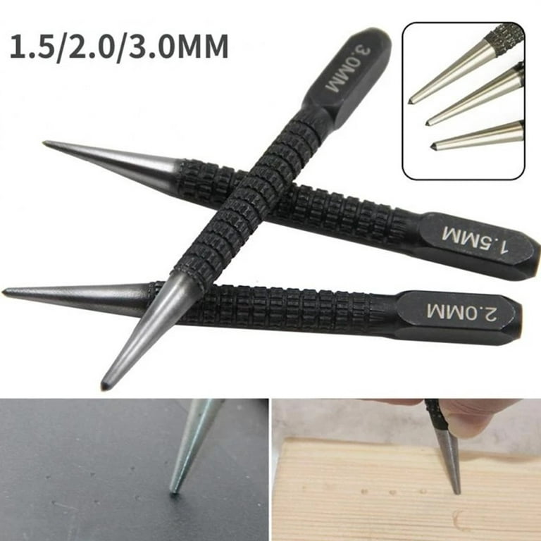 Fule 1pc 1.5mm/2mm/3mm Alloy Steel Center Punch Metal Wood Marking Drilling  Tools 
