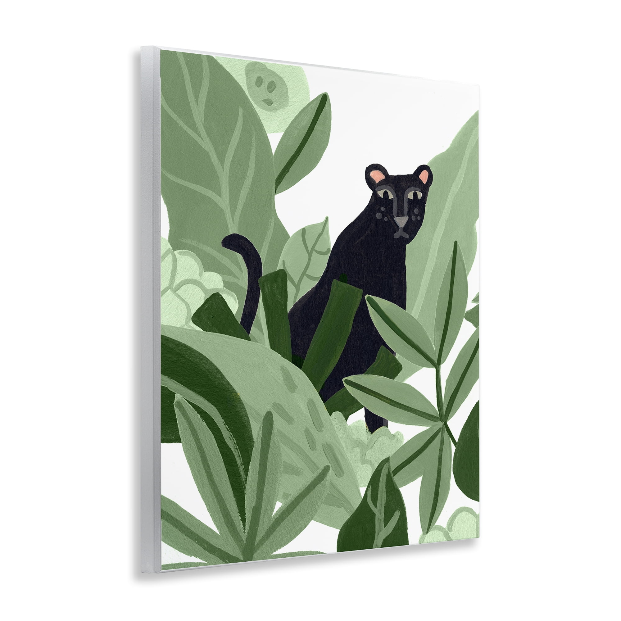 Stupell Industries Panther in Tropical Leaves Plants & Flowers Painting Unframed Art Print Wall Art, 11 x 14