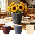 thumbnail image 7 of JHyouerji Small Imitation Rattan Texture Plastic Planter 5x4 Inch,Dark Gray Decor Plant Pot with Tray for Succulent Small Indoor Greenery, 7 of 7