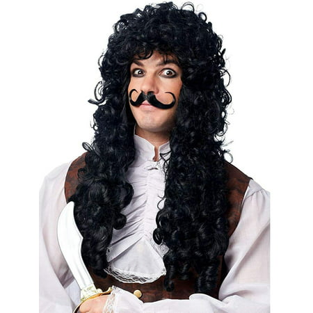 Captain Hook Men's Costume Wig with Moustache - Black