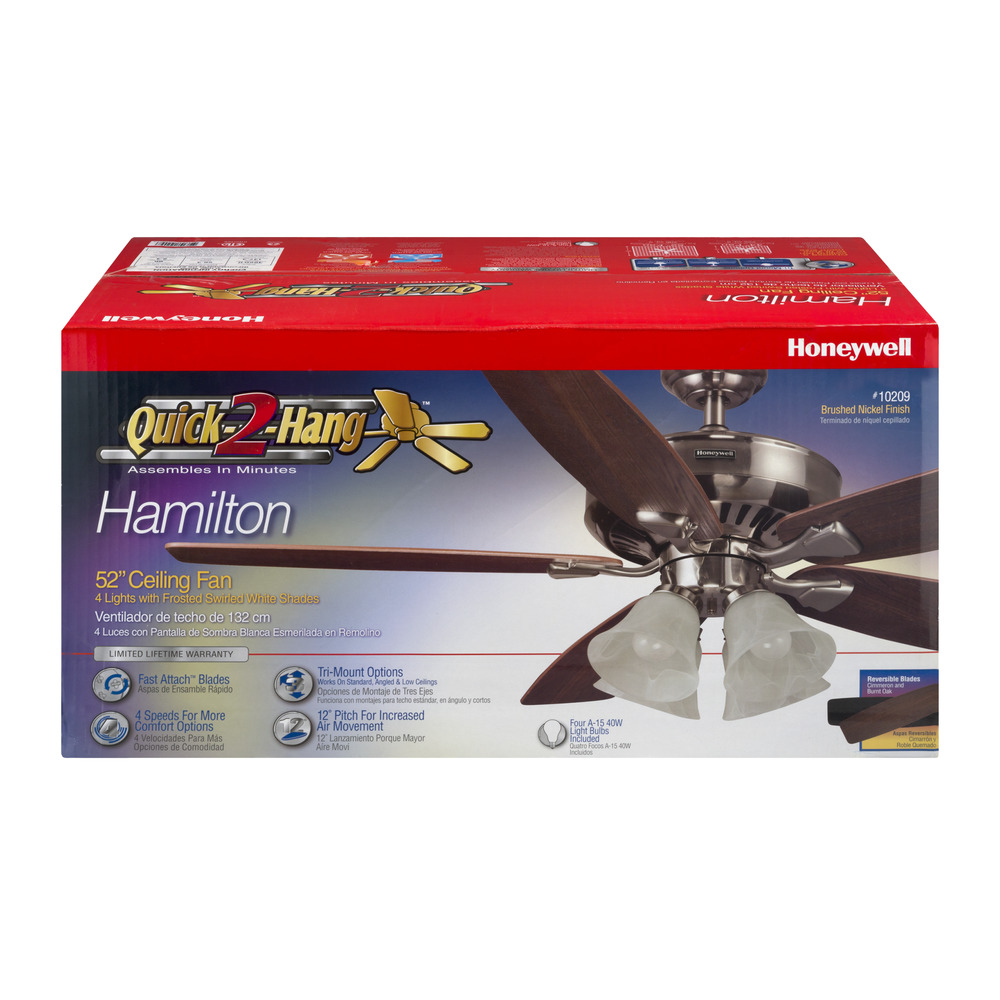 52" Honeywell Hamilton Ceiling Fan, Brushed Nickel - image 4 of 4