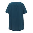 thumbnail image 6 of WERYOUNG Mens T-Shirts Casual Summer Plain Short Sleeve Cotton Linen T Shirts Stand Collar Button V Neck Beach Shirts Soft Top XXXXL, 6 of 9