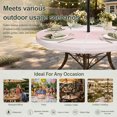 thumbnail image 6 of Round Outdoor Tablecloth with Umbrella Hole and Zipper, Farmhouse Pink Tablecloth with Elastic Waterproof, Farmhouse Pink Line Striped Patio Table Covers for 45" - 54" Picnic Pool Tables, 6 of 9
