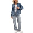 thumbnail image 2 of CHAQUETA Casual de Mujer INSPIRE CHIC de Mezclilla con Cuello Plano y Manga Larga, Cierre de Botón con Bolsillos, Talla M, Gris Azul, 2 of 6