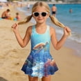 thumbnail image 3 of COEQINE Girls One Piece Swimsuit with Skirt Sleeveless Cute Skirted Bathing Suit Hawaiian Swimwear for Kids 3-4 Years, Summer Swim Dress for Water Play, Sea Turtle Coral Sea, 3 of 8