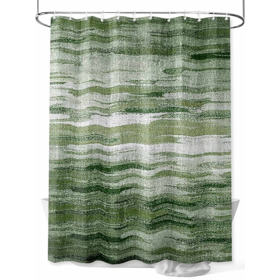 Vintage Green Shower Curtain Set, Waterproof Shower Curtains for Bathroom, Modern Geometric Abstract Art Washable Fabric Cloth Bath Curtain for Bathtub Decoration with Hooks 48x72 Inches
