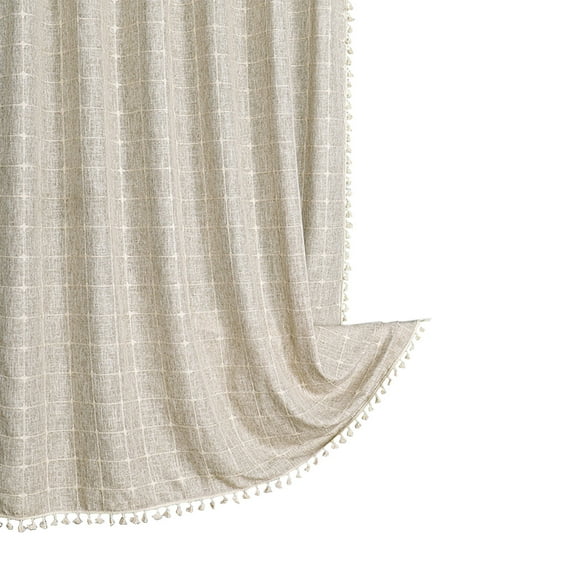 Anckoeil Bohemian Farmside Shower Curtain,Linen Rustic Heavy Duty Striped Fabric Shower Curtain Set with Tassel, Water Repellent, Bohemian Vintage Countries Cloth Shower