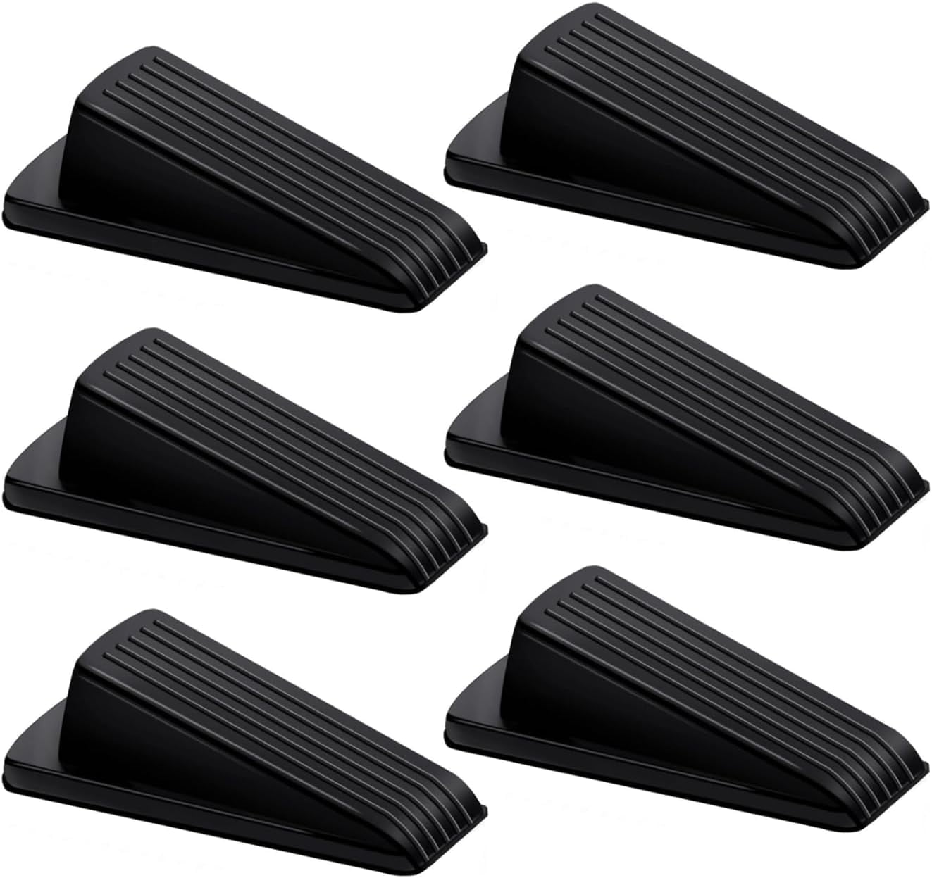 Door Stop, Door Stopper, Door Wedge, 6 Pack Rubber Door Stopper, Rubber Door Stops for Bottom of Door, Works on All Floor Types (Black White)