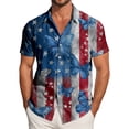 thumbnail image 2 of UngA America 250 Shirt, Men's American Flag Patriotic Button Down Shirt USA 4th of July Short Sleeve Tshirts Shirts for Men（Blue,XL), 2 of 6