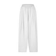thumbnail image 5 of LEBONYARD High Waisted Flowy Wide Leg Pants for Women,Clearance Pants for Women Plus Size,Women's Spring and Solid Color Elastic Waist Cotton Linen Versatile Straight Tube Wide Leg Pants White XXXL, 5 of 6
