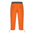 thumbnail image 4 of HOOMEUMY Men's Summer Capri Pants Loose Fit Lightweight Stretch Breathable Casual Drawstring Cargo 3/4 Pants with Pockets Orange M, 4 of 5