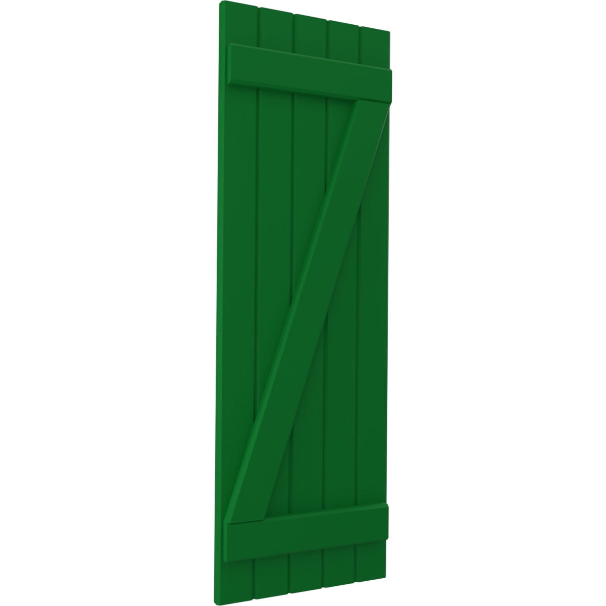 Ekena Millwork 17 1/2"W x 40"H Americraft Five Board (2 Batten) Exterior Real Wood Joined Board-n-Batten Shutters w/ Z-Bar (Per Pair), Viridian Green