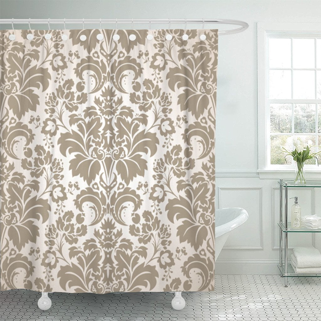 PKNMT Brown Damask Baroque Pattern Floral Western Vintage Royal