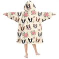 thumbnail image 2 of Boston Terrier and Roses Cream Pattern Lamb Fleece Blanket Hoodies for Teens ,Teens Oversize Sherpa Wearable Hooded Blanket Sweatshirt with Super Pockets, 2 of 6