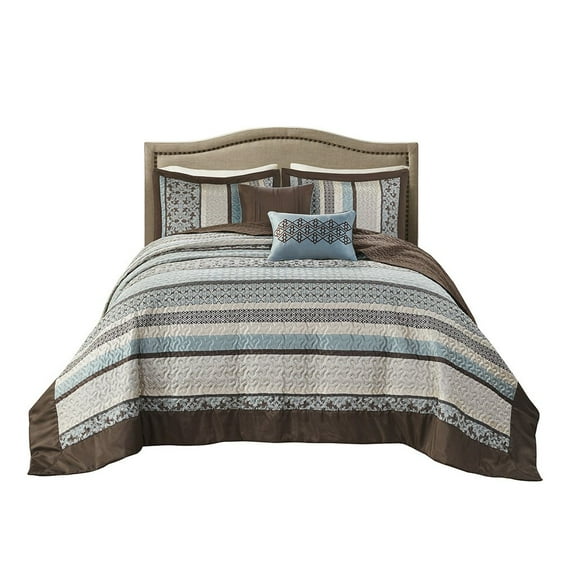 Gracie Mills Irmgard 5-Piece Reversible Jacquard Bedspread Set - GRACE-8387