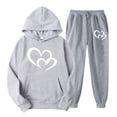 thumbnail image 2 of JURANMO Women Cute Tracksuits Heart Print Long Sleeve Hoodies and Jogger Pants Matching Casual 2 Piece Sets Fall Fashion Sweatsuits with Pockets Gray XL, 2 of 3