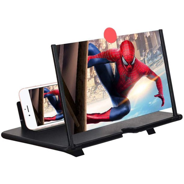 Lupadepantallade12- Pantalla de proyector de lupa de teléfono 3D HD para películas, videos y juegos Soporte de teléfono plegable con lupa de pantalla Compatible con todos los teléfonos inteligentes Zhivalor WMZL-947-1