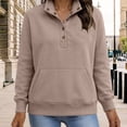 thumbnail image 5 of Weikingp Sweatshirts for Women Plain Oversized Sweatshirt Women'S Snap Button Pullover Tops Casual Long Sleeve Stand Neck Lightweight Sweatshirt Jumpers for Women Casual Henley Shirt Bronze 2XL, 5 of 6