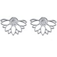 thumbnail image 1 of Charming Sun Flower Double-Sided Rhinestone Ear Studs Creative Irregular Mesh Earrings Women Jewelry Gift,Silver, 1 of 3