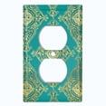 thumbnail image 2 of Metal Light Switch Plate Cover Elegant Green Yellow Damask DAM087, 2 of 13