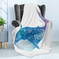 thumbnail image 4 of King Soft Flannel Fleece Blanket, King of Ocean is My Best Friend in Watercolor Abstract Style Words on Whale Print, Cozy Plush for Indoor and Outdoor Use, 70" x 90", Blue and Purple, by Ambesonne, 4 of 5