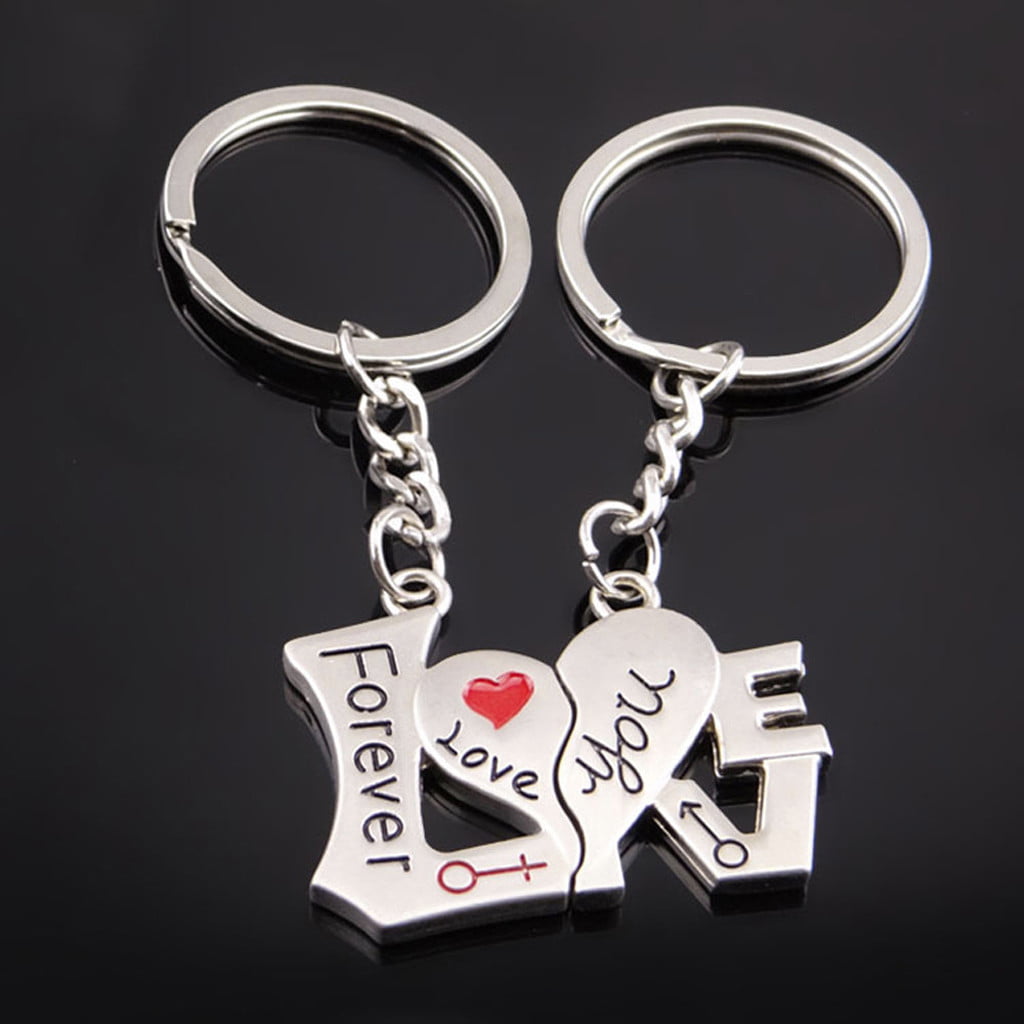 Cute Metal Love Heart Keychain Keyring Lover Couple Keyfob Gift 