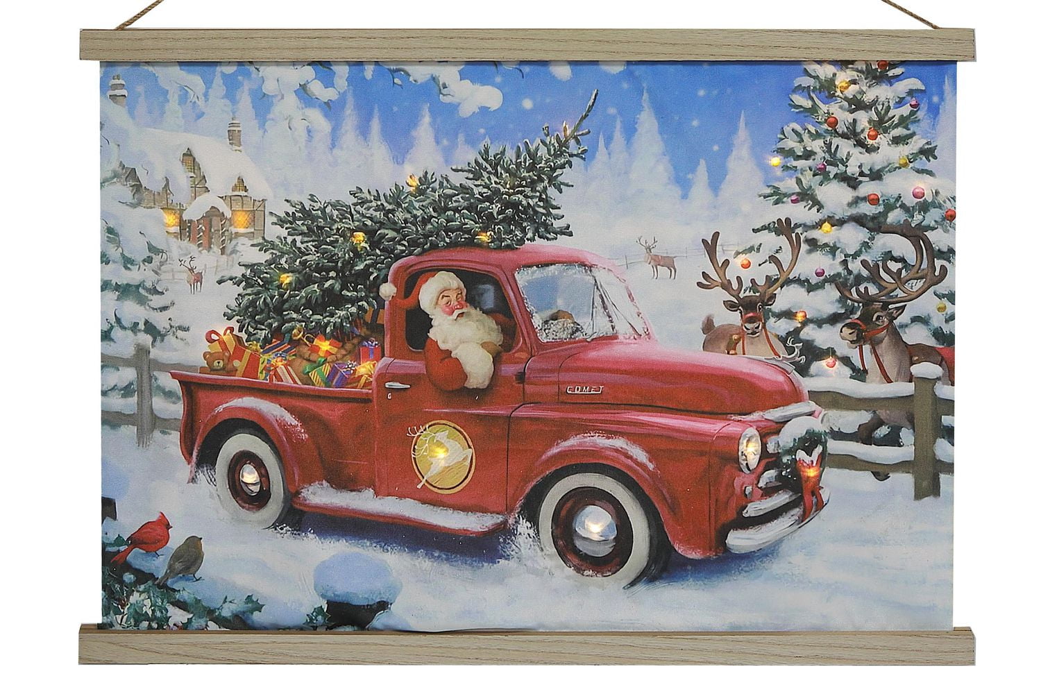 LED Red Truck Fabric Wall Hanging