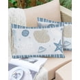 thumbnail image 6 of Pack of 2 Outdoor Pillow Covers, Blue and Brown Starfish Seashell Jellyfish Coral Waterproof Square Throw Pillowcase Cushion Decorative Pillow Covers for Couch Patio Tent, 20x12 in, 6 of 6