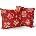 thumbnail image 2 of Christmas Pillow Covers 20x20 Set of 2 Red Xmas Snowflakes Snow Holiday Decoration Print Decorative Outdoor Pillowcases Seasonal Winter Gift Farmhouse Throw Cushion Case Decor for Couch Sofa Bed, 2 of 6