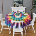 thumbnail image 2 of Colorful Tie Dye Mandala Pattern Round Tablecloth 60"x60",Wrinkle Wipeable Table Cloth for Kitchen Dining Room Picnic Patio Party, 2 of 6