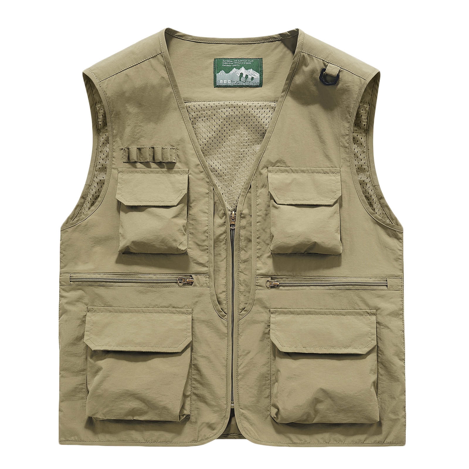 Ofreoo Men's Solid Fashion Zipper Multi Pocket V Neck Sleeveless Work Jacket Tank Tops Mens Vest Great Gifts for Less