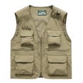 thumbnail image 2 of Mens Big & Tall Vests M-6XL Plus Size Sleeveless Zip-Up V Neck Tank Tops with Multi-Pockets Solid Breathable Outdoor Hunting Fishing Vest, 2 of 3