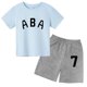 thumbnail image 3 of Ropa de bebé con estampado de letras para niños y adolescentes, conjunto de camiseta y pantalones cortos de verano de 2 piezas, conjunto informal de manga corta para niños y niñas, 3 of 5