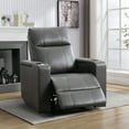 thumbnail image 2 of Bonzy Home Power Electric Recliner Chair, PU Leather Home Theater Seating with Cup Holders, USB Port & Hidden Storage, Single Movie Recliner for Living Room Media Room, Gray, 2 of 7