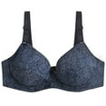 thumbnail image 1 of Large Size Glossy Bra Fixed Double Straps Back Three Buckle Full Cup Thin Cup Comfortable Bra Adjustable Underwear, 1 of 5
