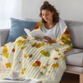 thumbnail image 3 of Maple Leaf Fall Throw Blanket, Flannel Fleece Blanket with Striped Design for Couch, Thanksgiving Fallen Leaves Autumn Rustic Soft Breathable All Season Plush Blankets for Loveseat Sofa Bed 60"x80", 3 of 9