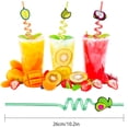 thumbnail image 2 of 10 Pcs Reusable Pool Party Straws, Cute Fruit Crazy Swirly Plastic Straws for Kids Birthday Party, Woodland Fruit Themed Party Supplies Favors, 2 of 7