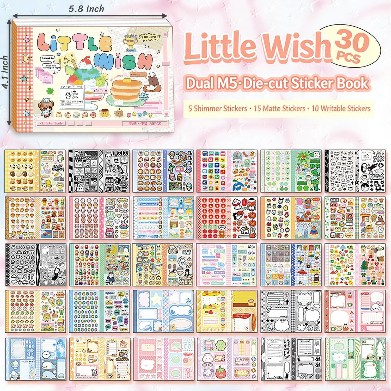 2 Pack Japanese Sticker Book, 60 Sheets Kawaii Korean Stickers Japanese Aesthetic Stationery Decoration Stickers for Adult DIY Planners Junk Journaling Scrapbook Diary Notebooks